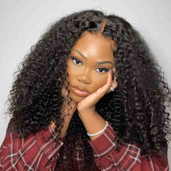 QVR Pre-plucked Undetectable 13x4/4x4/13x6 Transparent Lace Frontal Wig Kinky Curly Human Hair Wig 