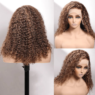 QVR Water Wave Highlight #4/27 Piano Color High Density 13x4 Transparent Lace Front Wigs