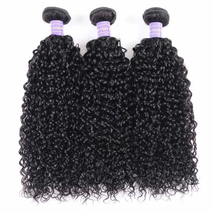 QVR Bundles de cheveux humains mongols Virgin Kinky Curly Jerry Curl Hair 3 Bundles Natural Color