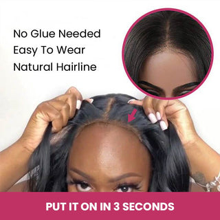 QVR Gluless Pre-cut 4x6 HD Lace Closure Human Hair Wigs Kinky Straight Wear&Go Wig
