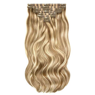 QVR #P18/613 Biscuit Blondey Straight/Body Wave 7Pcs Clip in Hair Extensions