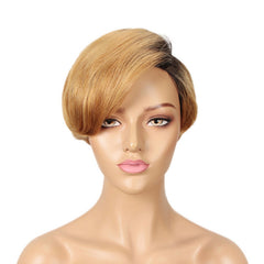 VIP Flash| Ombre Color Lady Pixie Cut Wig C Part Lace Human Hair Wig 
