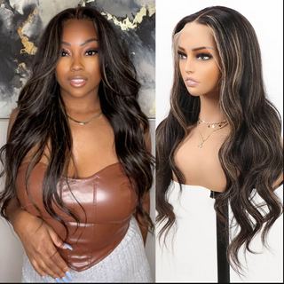 New Highlight Gold Sand Transparent 13x4 Lace Frontal Wigs Body Wave/Straight/Jerry Curly Human Hair Color Wig