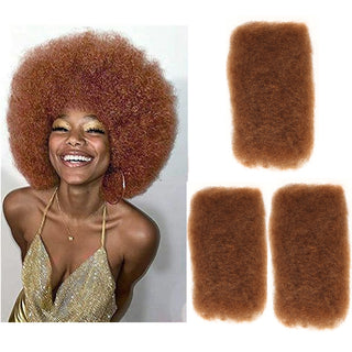 QVR Affordable Afro Kinky Bulk Human Hair Auburn Color For Braiding DreadLock