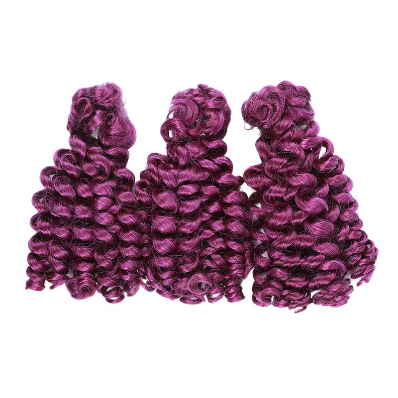 QVR Purple Bouncy Curl Bulk Hair Extensions For Crochet Braids Human Hair