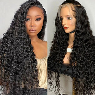 QVR Water Wave Long Wigs 13x4 Lace Front Wigs Human Hair Pre-plucked with Baby Hair
