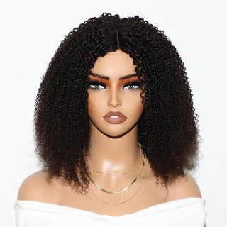 QVR U Part Wig Kinky Curly Human Hair Wigs Glueless Natural Looking Hairline
