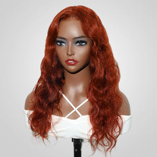 QVR #33A Reddish Brown Body Wave Wigs Virgin Straight Human Hair Wig 13x4 Lace Front Wigs