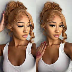 QVR #27 Honey Blonde Colored Wig Body Wave 4x4/5x5/13x4 Transparent Lace Wig Human Hair Wigs 