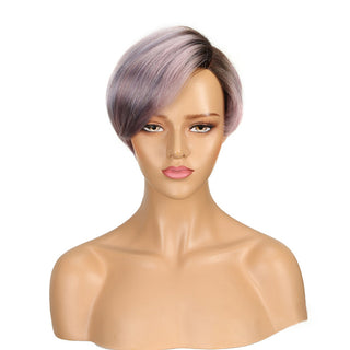 VIP Flash| Ombre Color Lady Pixie Cut Wig C Part Lace Human Hair Wig