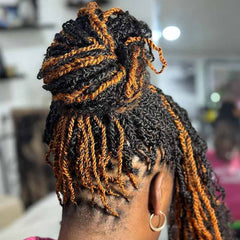 QVR Natural Black+Auburn Brown Two Colors Afro Kinky Bulk Human Hair For Braiding DreadLock 