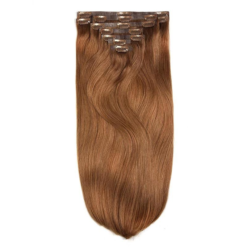 QVR #30 Auburn Brown Straight/Body Wave 7Pcs Clip in Hair Extensions