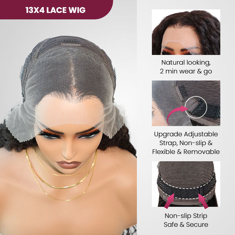 QVR Body Wave Real Glueless Lace Front Wig 13x4 Indétectable 200% Densité HD Lace Wig Débutant amical