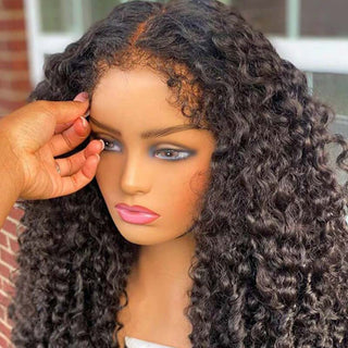QVR Curly Edge Deep Wave 13x4 HD Transparent Lace Front Wigs With Realistic Hairline