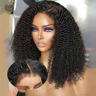 QVR Realistic Curly Edge Hairline Wig Kinky Curly 13x4 Lace Frontal Human Hair Wig