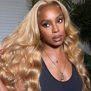 QVR #27 Honey Blonde Colored Wig Body Wave 4x4/5x5/13x4 Transparent Lace Wig Human Hair Wigs