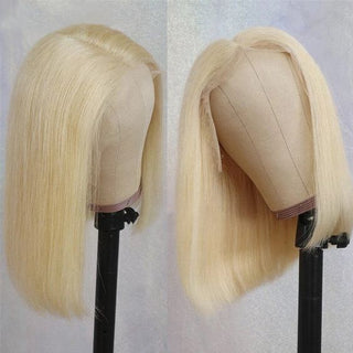 QVR 613 Color Blonde Hair Short Bob Wigs Straight Human Hair Wigs Short Lace Wigs