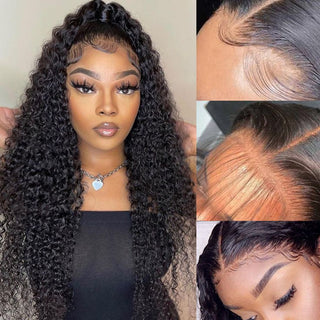 QVR Glueless 13x4 HD Lace Frontal Wig Curly Wigs Human Hair Wigs For Black Women
