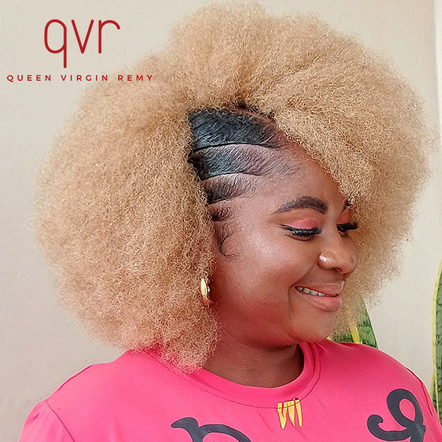 QVR Honey Blonde Color Afro kinky Bulk Hair Extensions For Braiding Dreadlock Human Hair