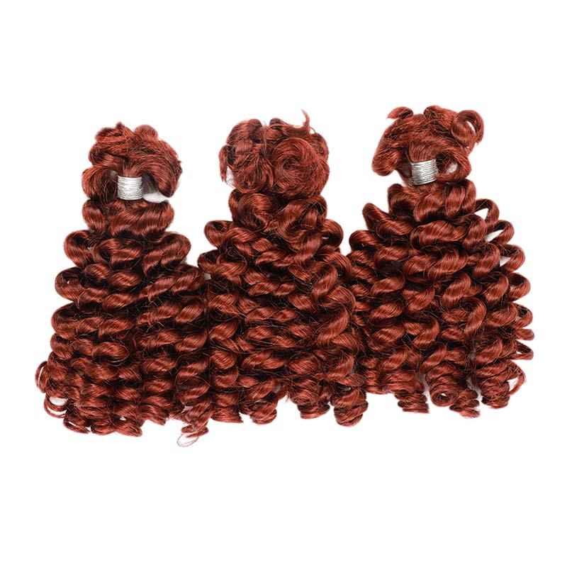 QVR Reddish Brown Bouncy Curl Bulk Hair Extensions For Crochet Braids Human Hair