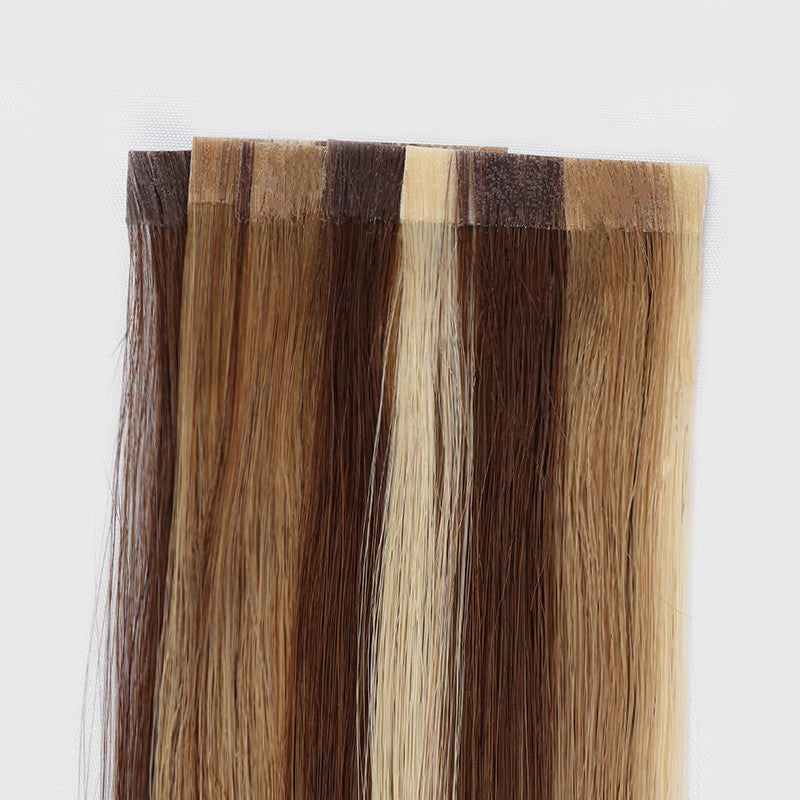 QVR Highlight #6/16/613 Tape in Hair Extensions Long Straight Skin Weft Human Hair