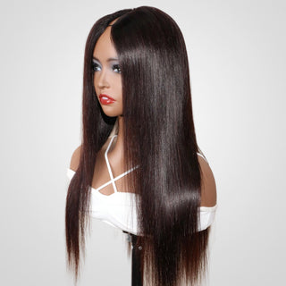 QVR Straight V Part Wig Virgin Remy Human Hair Soft Silky Straight Wigs Human Hair Wig