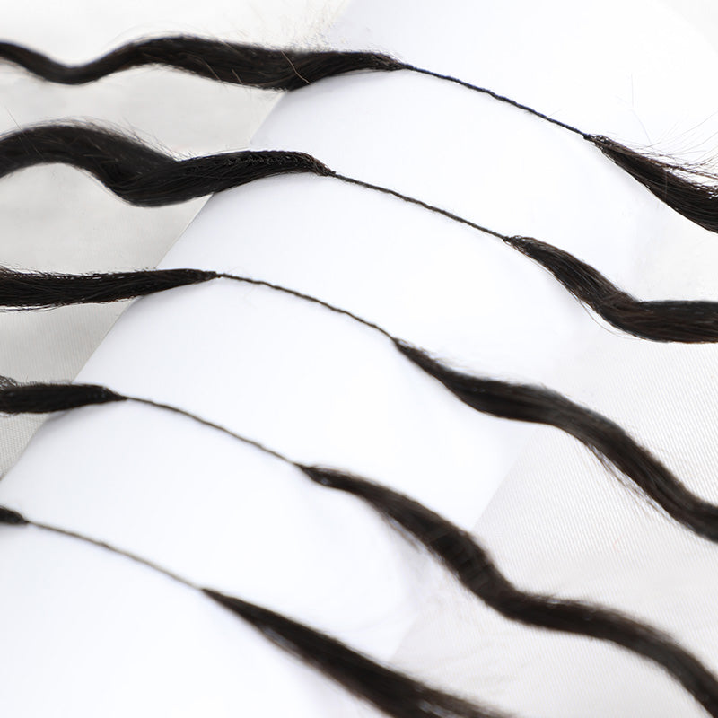 QVR Lightweight Natural Black Ripple Deep Curl Crochet Braid Human Hair Extensions