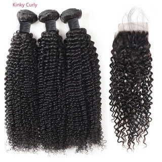 Queen Remy Human Hair Water Wave Bundles Deep Wave Jerry Curly Kinky Curly  3 Bundles With Closure 4x4 Lace Closure