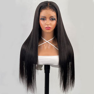 QVR Curly Edge Human Hair Wigs Straight 13x4/13x6 Lace Frontal Wigs With Kinky Edges Baby Hair