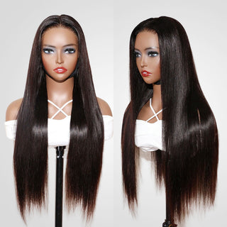 QVR Glueless Straight Pre Cut Upgrade 13x4 Lace Front Human Hair Wigs with Breathable Cap