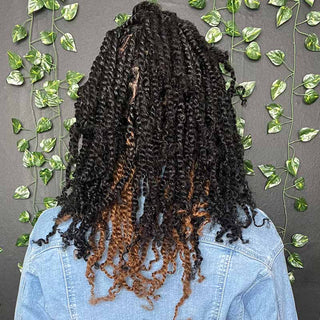 QVR #Auburn Brown+#1B Two Colors Afro Kinky Bulk Human Hair For Braiding DreadLock