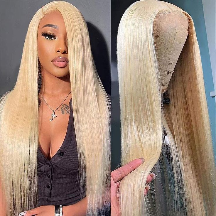 QVR Straight 613 Blonde Color 13x4 Transparent Lace Front Wigs Human Hair