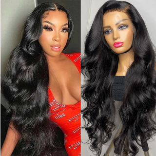 QVR Body Wave 13x6 Lace Frontal Wigs Human Hair Black Wigs Bleach Knots For Women