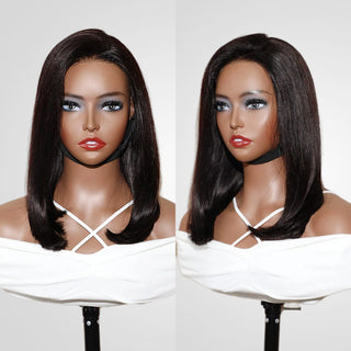 QVR 15A Unprocessed Mono Net Short Bob Glueless Wig Natural Parting and Virgin Human Hair Wigs
