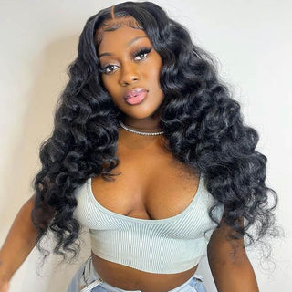 QVR Glueless Pre-Cut 4x6 Lace Closure Wig Wear and Go Loose Wave Human Hair Wig with Breathable Cap Beginner Wig