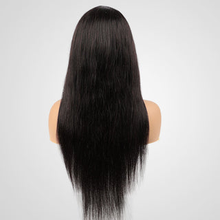 VIP Flash| Silk Straight Human Hair 24 Inches Machine Made Wigs with Bang