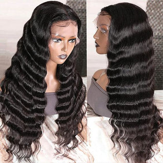 QVR Loose Deep Wave Wig 13x4 Lace Front Human Hair Wig For Women Natural Hairline With Baby Hair