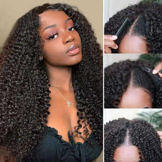 QVR V Part Kinky Curly Wigs Upgrade U Part Wigs Human Hair Wigs Beginner Friendly