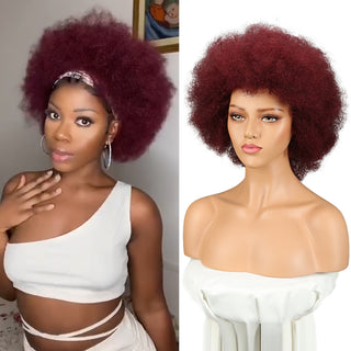 QVR Natural Afro Glueless Human Hair Short Wigs For Black Women