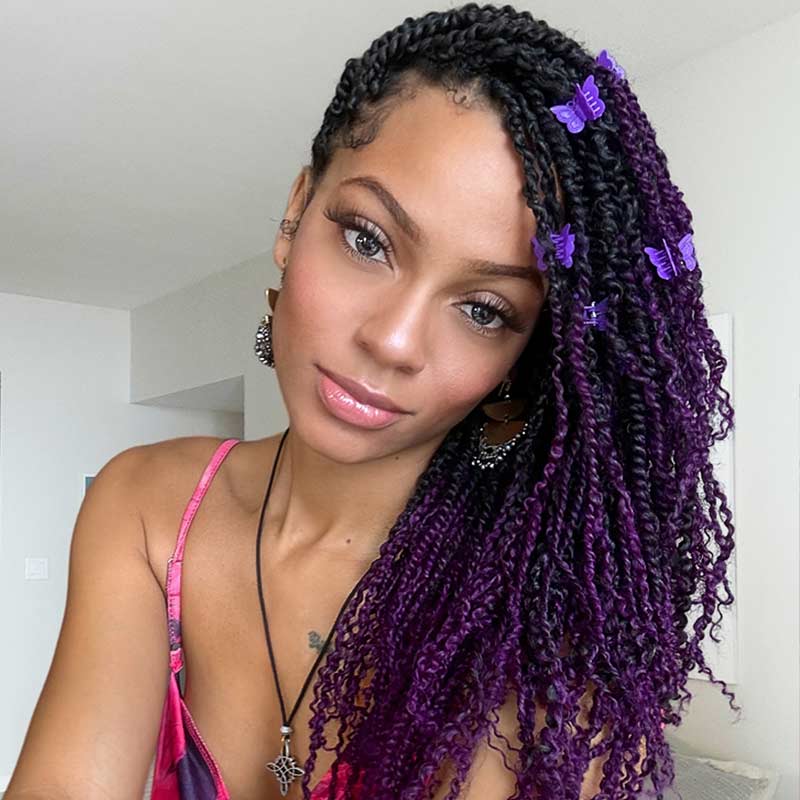 QVR T1B/Purple Afro Kinky V Bulk Ombre Color for Kinky Twist Crochet Braiding Hair