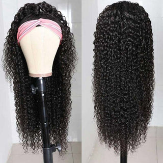 QVR Kinky Curly Wig Headband Wig Glueless Wig Human Hair Wigs Natural Looking