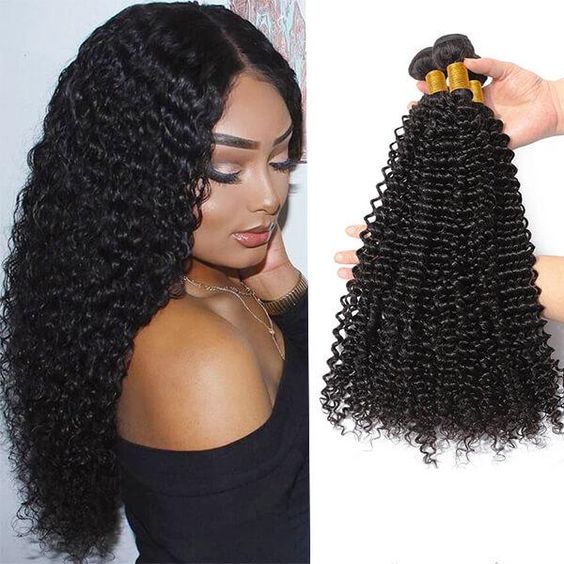 QVR Bundles de cheveux humains mongols Virgin Kinky Curly Jerry Curl Hair 3 Bundles Natural Color