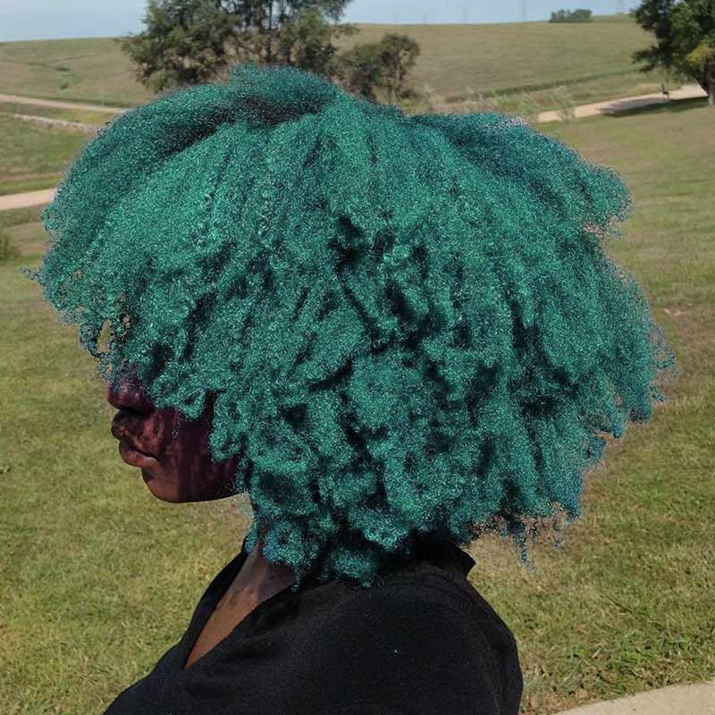green color Afro kinky human hair 