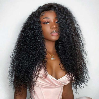 QVR Curly Wigs Virgin Human Hair Kinky Curly Wig 13x6 Full Lace HD Transparent Lace Wig Natural Color