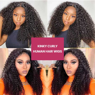 QVR Curly Wigs Virgin Human Hair Kinky Curly Wig 13x6 Full Lace HD Transparent Lace Wig Natural Color