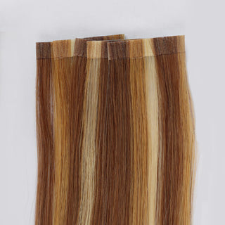 QVR Highlight #12/27/613 Tape in Hair Extensions Long Straight Skin Weft Human Hair