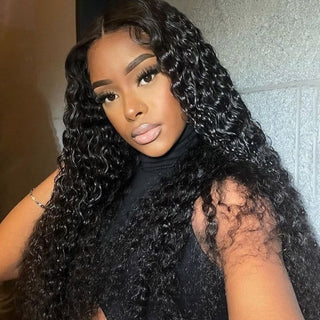QVR Deep Wave Glueless Wig Brazilian Curly Human Hair Wigs Pre Plucked With Baby Hair 13x6 13x4 Lace Frontal