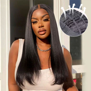 QVR Glueless Pre Cut Lace Upgrade 4x6 Lace Front Straight Human Hair Wigs with Breathable Cap