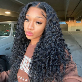 QVR Deep Wave Glueless Wig Brazilian Curly Human Hair Wigs Pre Plucked With Baby Hair 13x6 13x4 Lace Frontal