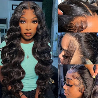 QVR Body Wave Wigs Virgin Hair Wavy Wigs Pre Plucked With Baby Hair 13x6 Lace Glueless Wig 250% Density